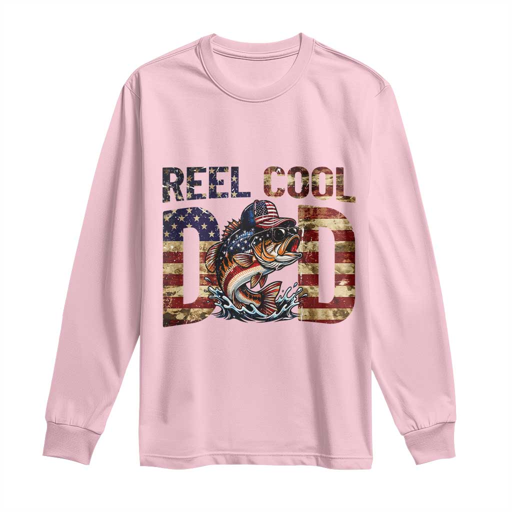 Patriotic Reel Cool Dad Long Sleeve Shirt American Flag Fishing Fathers Day Gift TS12 Light Pink Print Your Wear