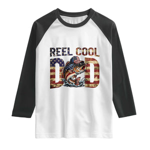Patriotic Reel Cool Dad Raglan Shirt American Flag Fishing Fathers Day Gift TS12 White Black Print Your Wear