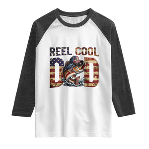 Patriotic Reel Cool Dad Raglan Shirt American Flag Fishing Fathers Day Gift TS12 White Heather Charcoal Print Your Wear