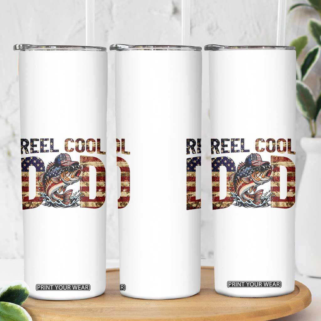 Patriotic Reel Cool Dad Skinny Tumbler American Flag Fishing Fathers Day Gift TS12 Print Your Wear