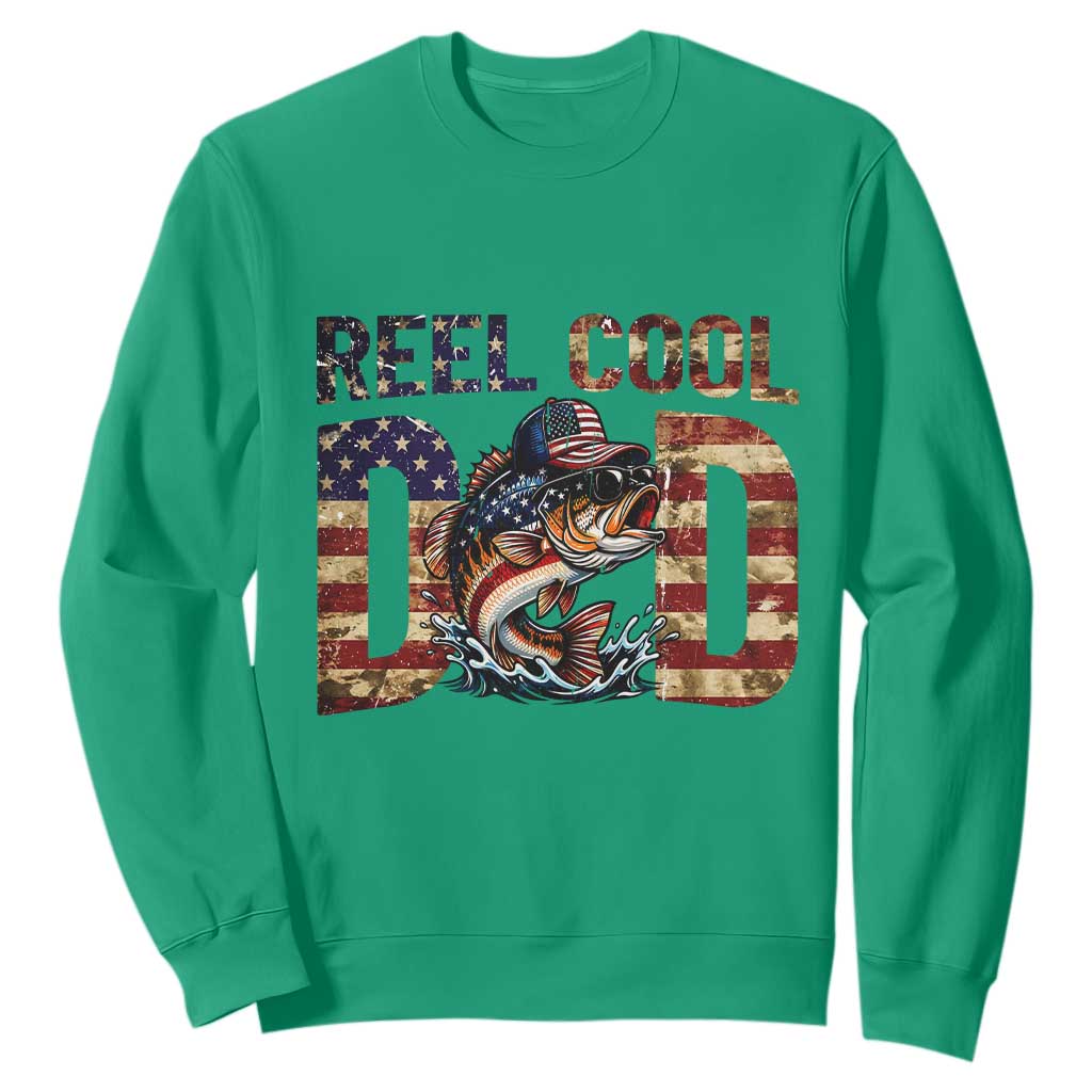 Patriotic Reel Cool Dad Sweatshirt American Flag Fishing Fathers Day Gift TS12 Irish Green Print Your Wear
