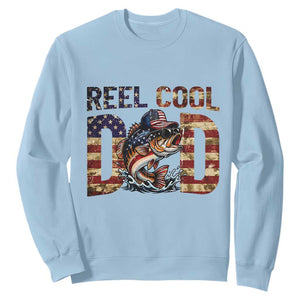 Patriotic Reel Cool Dad Sweatshirt American Flag Fishing Fathers Day Gift TS12 Light Blue Print Your Wear