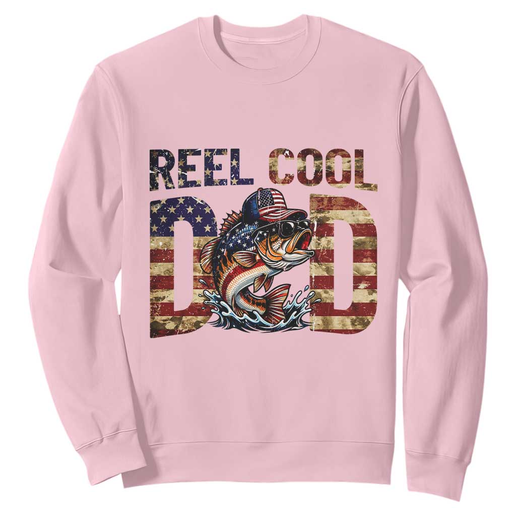 Patriotic Reel Cool Dad Sweatshirt American Flag Fishing Fathers Day Gift TS12 Light Pink Print Your Wear