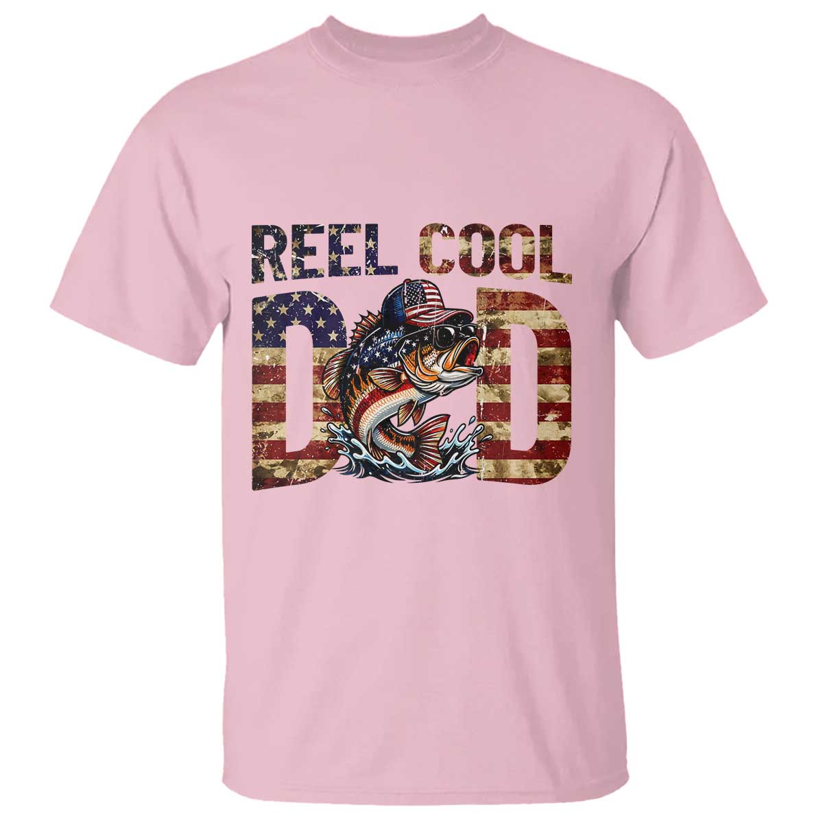 Patriotic Reel Cool Dad T Shirt American Flag Fishing Fathers Day Gift TS12 Light Pink Print Your Wear
