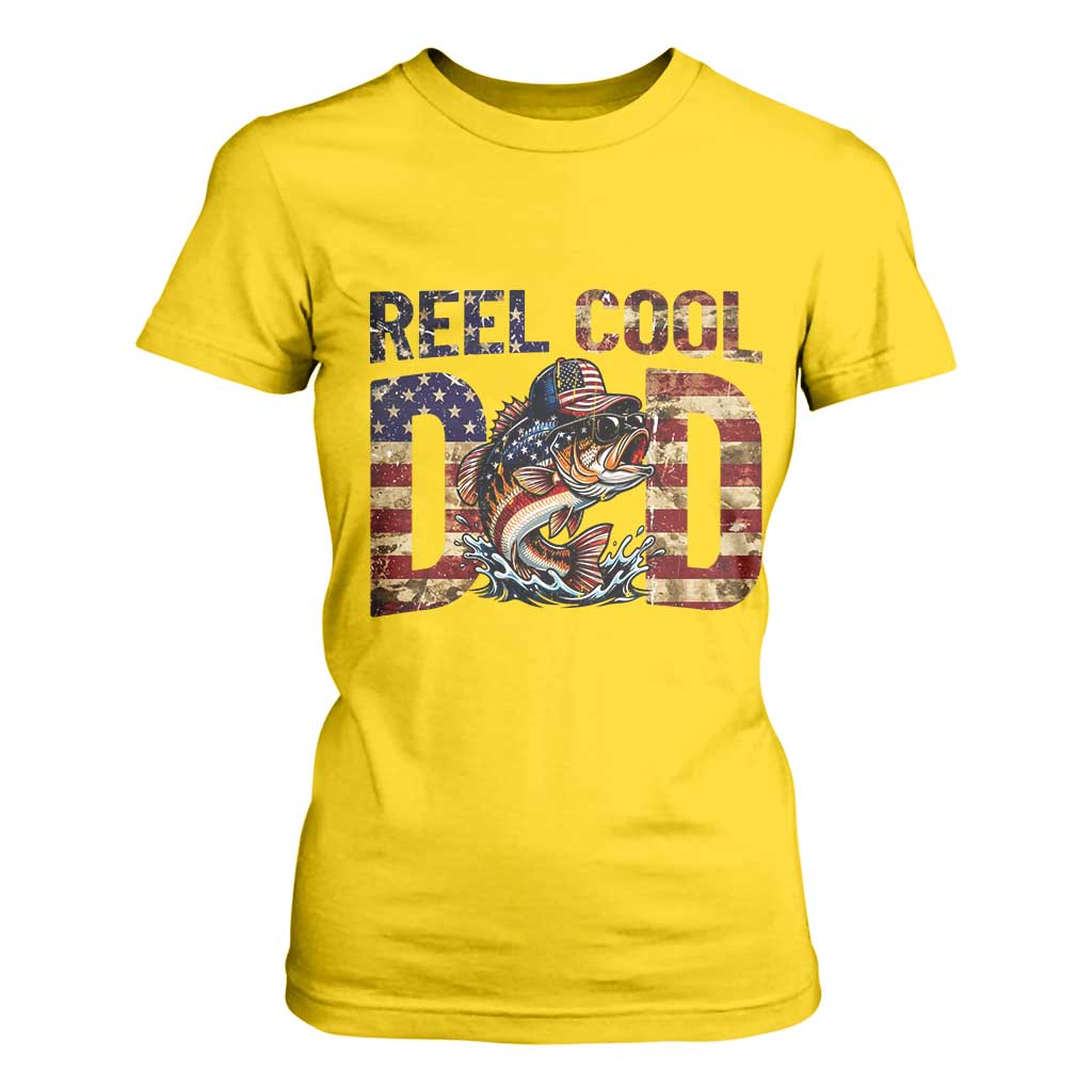 Patriotic Reel Cool Dad T Shirt For Women American Flag Fishing Fathers Day Gift TS12 Daisy Print Your Wear
