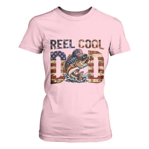 Patriotic Reel Cool Dad T Shirt For Women American Flag Fishing Fathers Day Gift TS12 Light Pink Print Your Wear