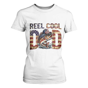 Patriotic Reel Cool Dad T Shirt For Women American Flag Fishing Fathers Day Gift TS12 White Print Your Wear