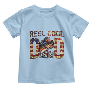Patriotic Reel Cool Dad Toddler T Shirt American Flag Fishing Fathers Day Gift TS12 Light Blue Print Your Wear