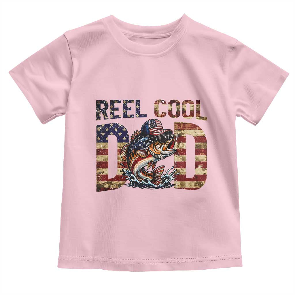 Patriotic Reel Cool Dad Toddler T Shirt American Flag Fishing Fathers Day Gift TS12 Light Pink Print Your Wear