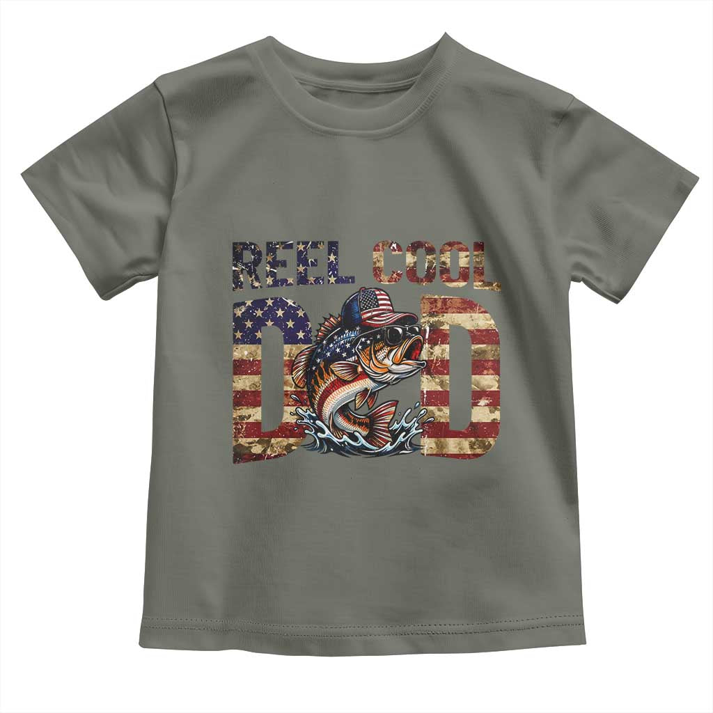 Patriotic Reel Cool Dad Toddler T Shirt American Flag Fishing Fathers Day Gift TS12 Military Green Print Your Wear