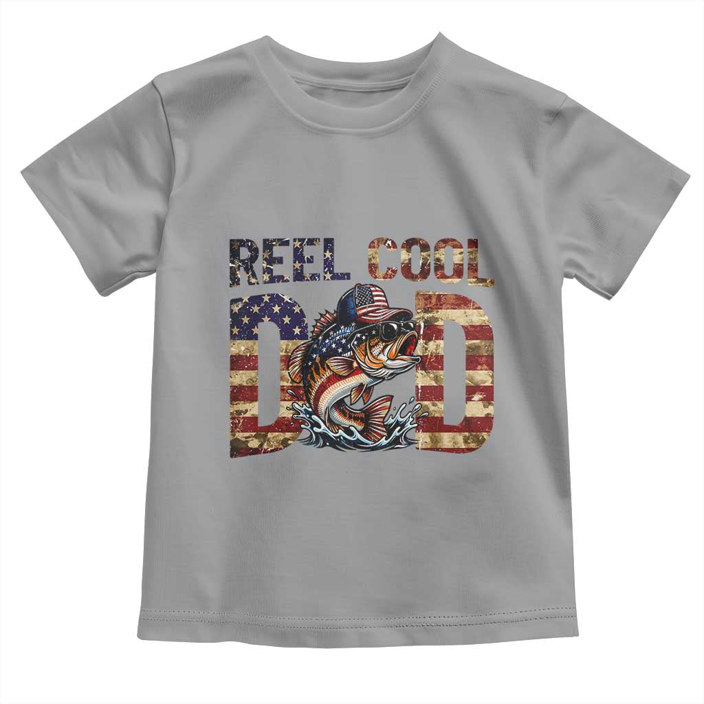 Patriotic Reel Cool Dad Toddler T Shirt American Flag Fishing Fathers Day Gift TS12 Sport Gray Print Your Wear