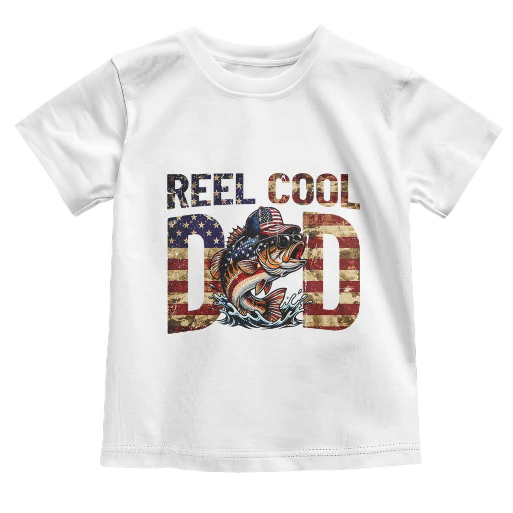 Patriotic Reel Cool Dad Toddler T Shirt American Flag Fishing Fathers Day Gift TS12 White Print Your Wear