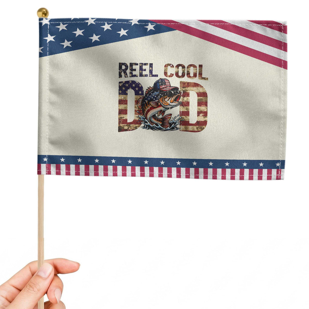 Reel Cool Dad Patriotic Handheld Flag American Flag Fishing Fathers Day Gift TS12 Modern 8.2