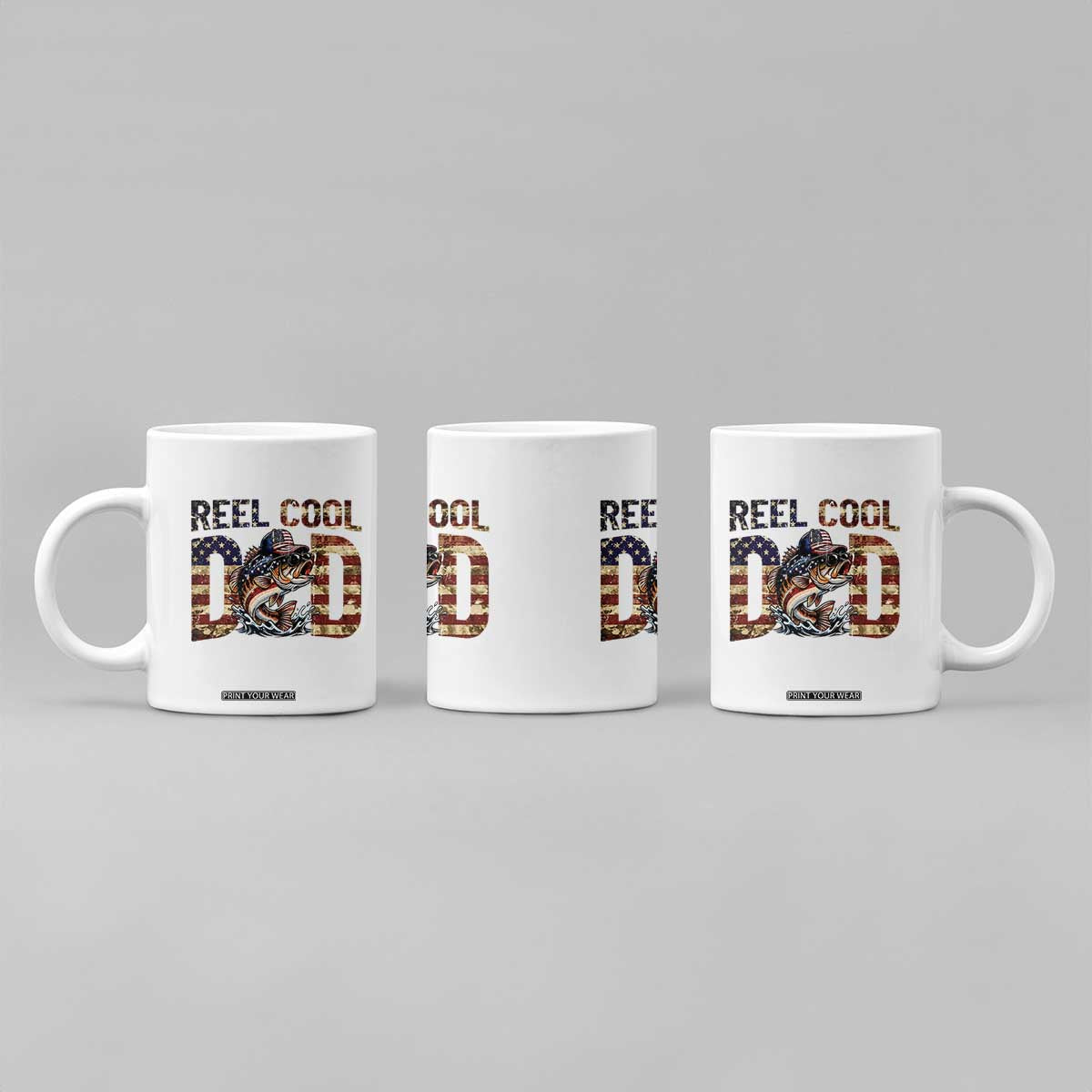 Patriotic Reel Cool Dad Coffee Mug American Flag Fishing Fathers Day Gift TS12 Print Your Wear