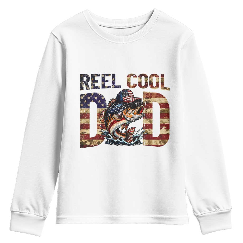 Patriotic Reel Cool Dad Youth Sweatshirt American Flag Fishing Fathers Day Gift TS12 White Print Your Wear