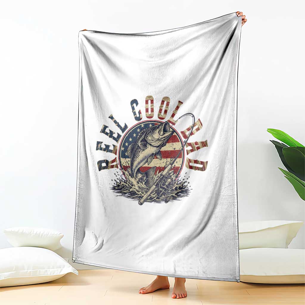 Reel Cool Dad Graphic Throw Blanket 4th Of July Fishing Patriotic Dad TS12 Print Your Wear