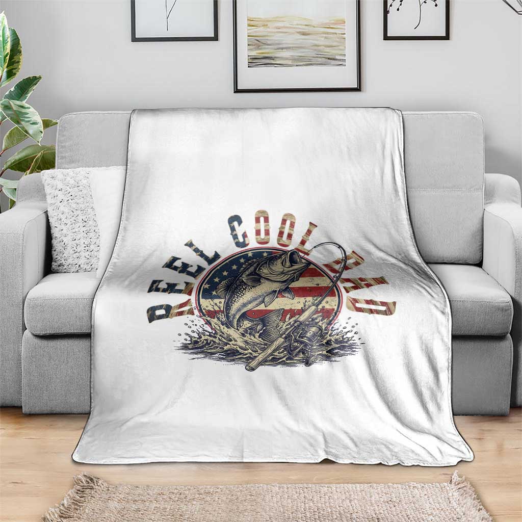 Reel Cool Dad Graphic Throw Blanket 4th Of July Fishing Patriotic Dad TS12 Print Your Wear