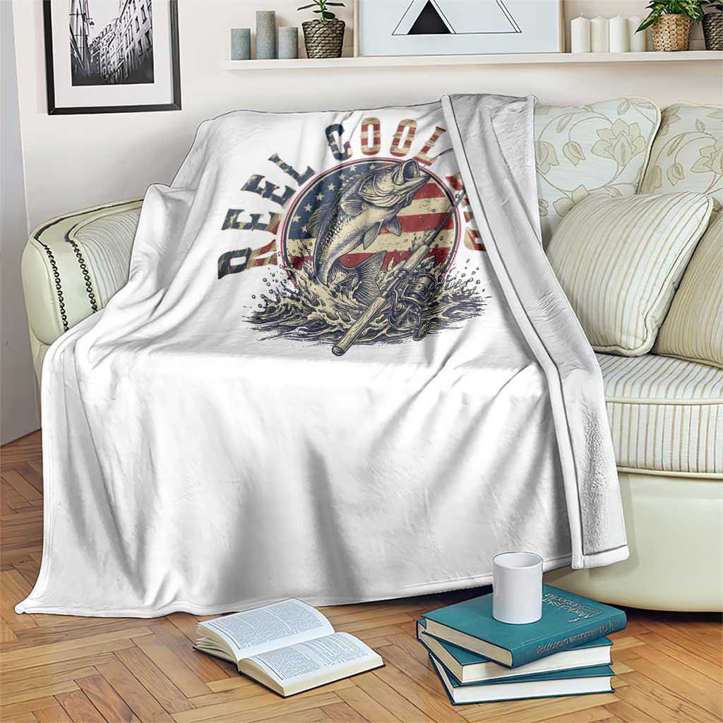 Reel Cool Dad Graphic Throw Blanket 4th Of July Fishing Patriotic Dad TS12 Print Your Wear