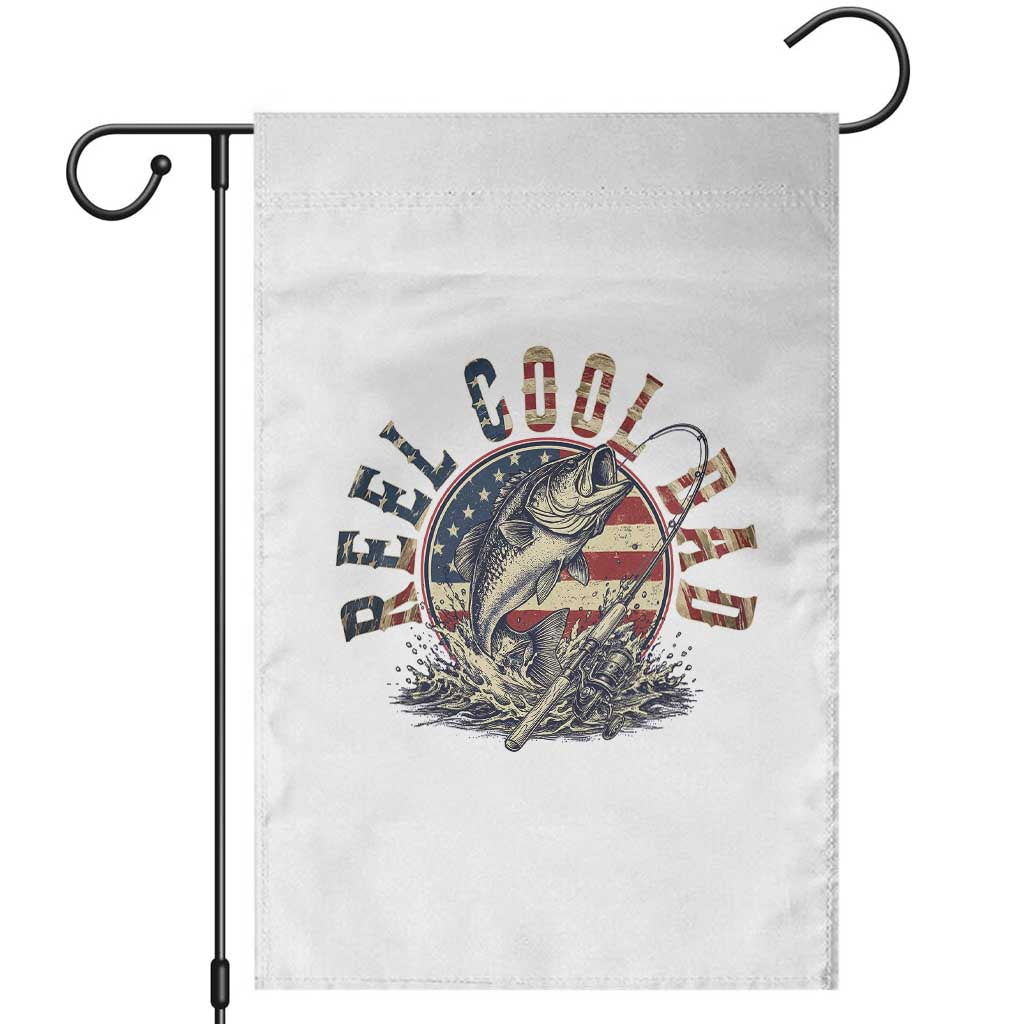Reel Cool Dad Graphic Garden Flag 4th Of July Fishing Patriotic Dad TS12 White Print Your Wear