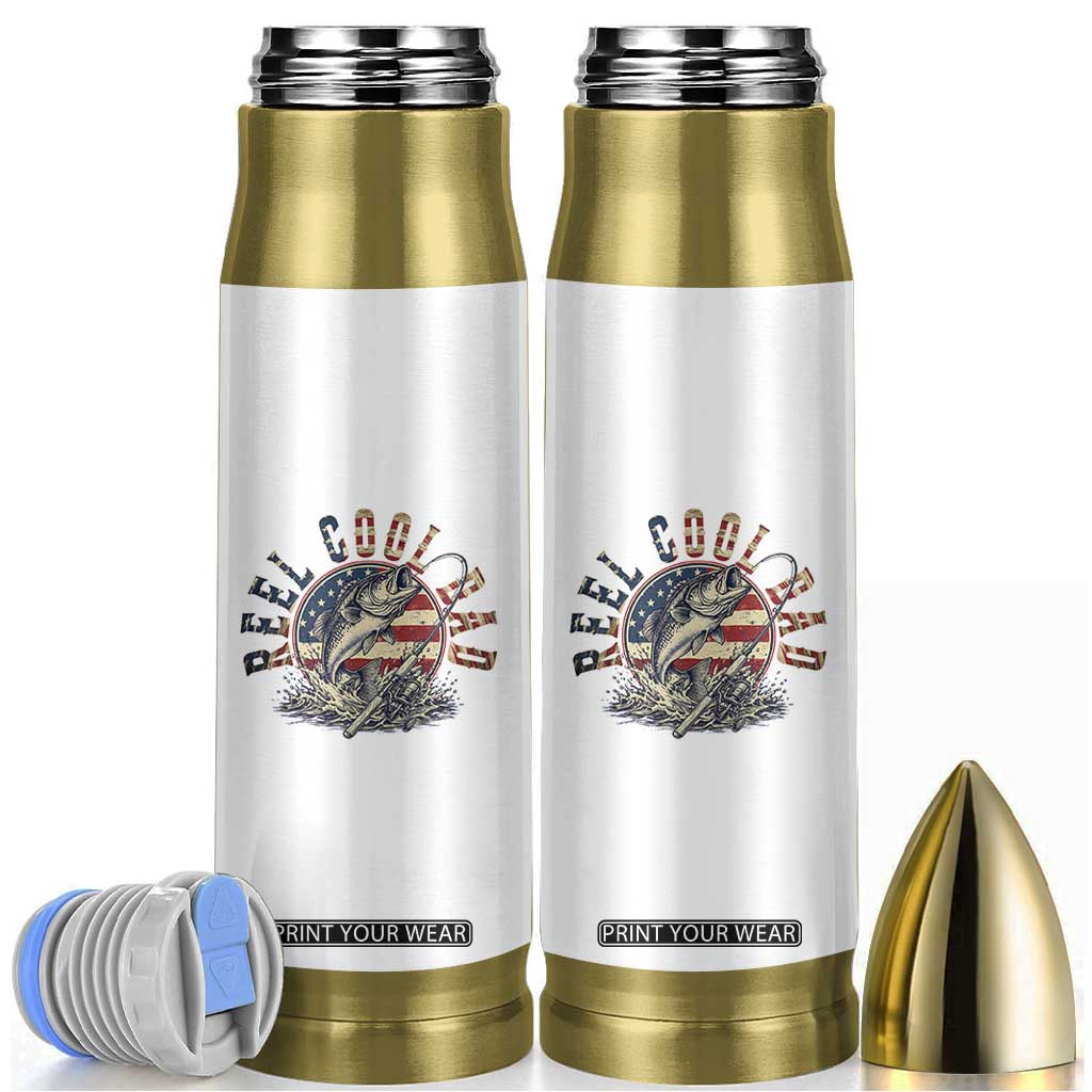 Reel Cool Dad Graphic Bullet Tumbler 4th Of July Fishing Patriotic Dad TS12 White Print Your Wear