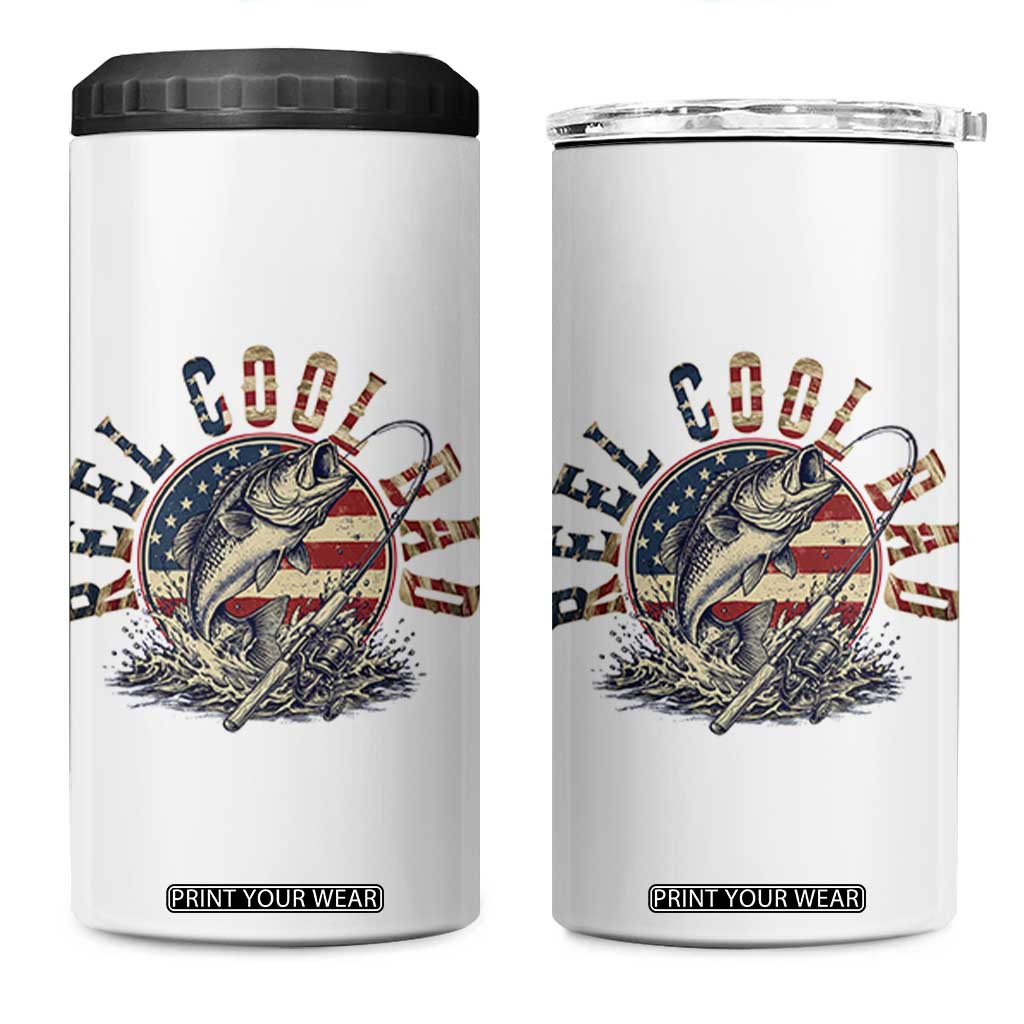 Reel Cool Dad Graphic 4 in 1 Can Cooler Tumbler 4th Of July Fishing Patriotic Dad TS12 One Size: 16 oz White Print Your Wear