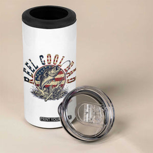 Reel Cool Dad Graphic 4 in 1 Can Cooler Tumbler 4th Of July Fishing Patriotic Dad TS12 Print Your Wear
