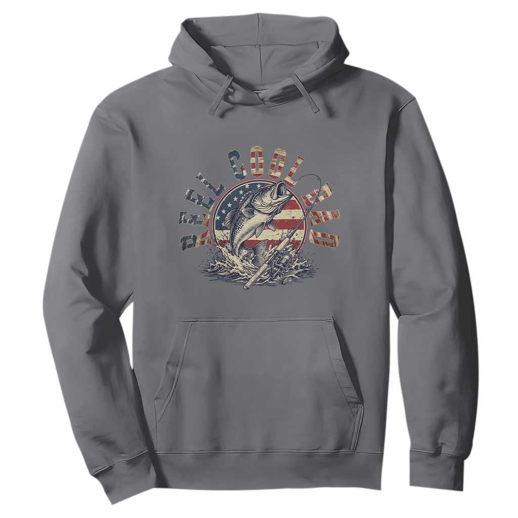 Reel Cool Dad Graphic Hoodie 4th Of July Fishing Patriotic Dad TS12 Charcoal Print Your Wear