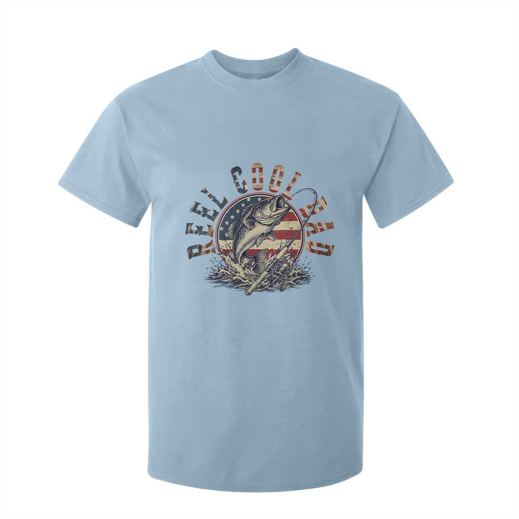 Reel Cool Dad Graphic T Shirt For Kid 4th Of July Fishing Patriotic Dad TS12 Light Blue Print Your Wear