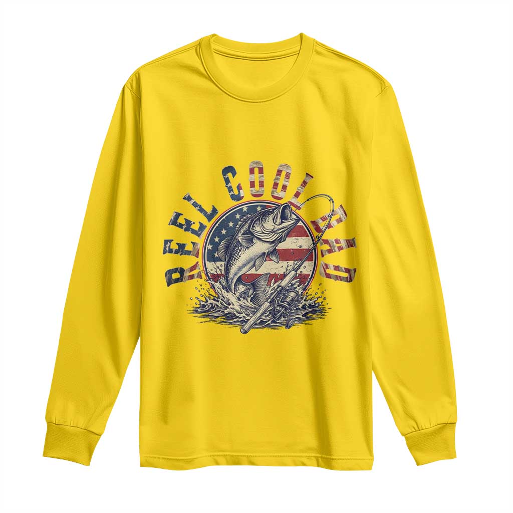 Reel Cool Dad Graphic Long Sleeve Shirt 4th Of July Fishing Patriotic Dad TS12 Daisy Print Your Wear