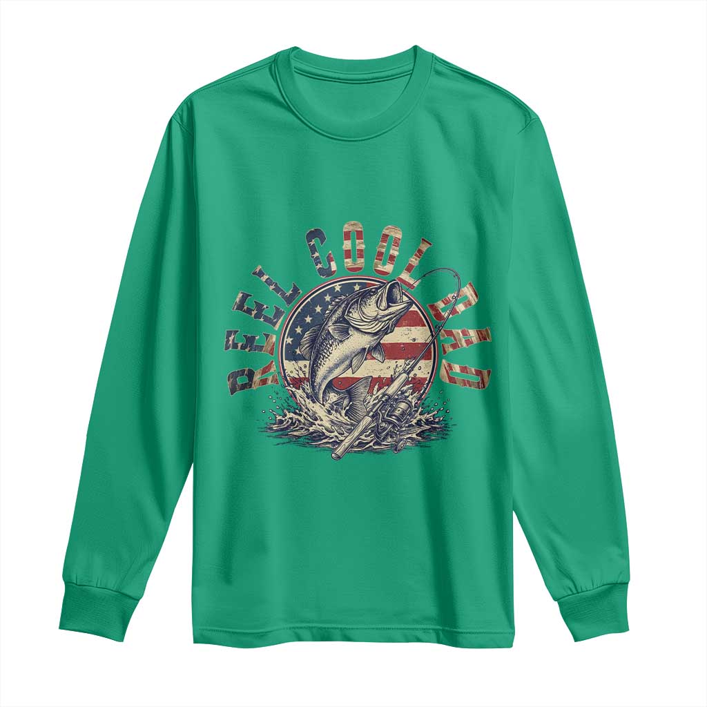 Reel Cool Dad Graphic Long Sleeve Shirt 4th Of July Fishing Patriotic Dad TS12 Irish Green Print Your Wear