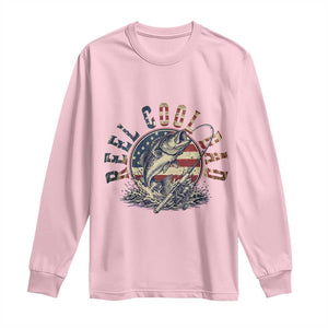 Reel Cool Dad Graphic Long Sleeve Shirt 4th Of July Fishing Patriotic Dad TS12 Light Pink Print Your Wear