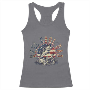 Reel Cool Dad Graphic Racerback Tank Top 4th Of July Fishing Patriotic Dad TS12 Charcoal Print Your Wear