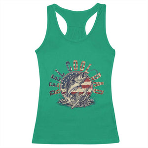 Reel Cool Dad Graphic Racerback Tank Top 4th Of July Fishing Patriotic Dad TS12 Irish Green Print Your Wear