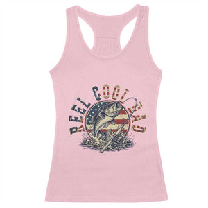 Reel Cool Dad Graphic Racerback Tank Top 4th Of July Fishing Patriotic Dad TS12 Light Pink Print Your Wear