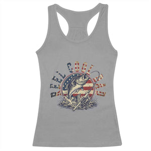 Reel Cool Dad Graphic Racerback Tank Top 4th Of July Fishing Patriotic Dad TS12 Sport Gray Print Your Wear