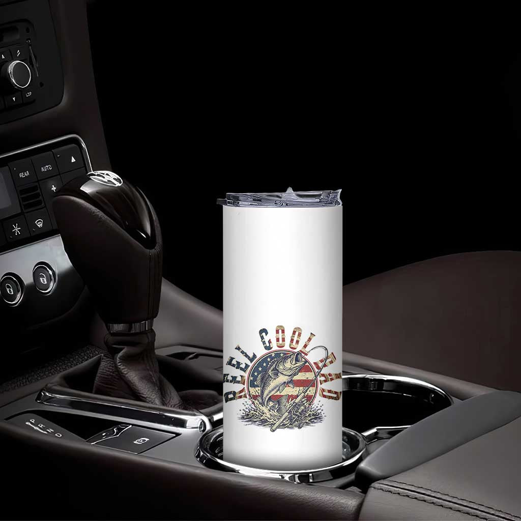 Reel Cool Dad Graphic Skinny Tumbler 4th Of July Fishing Patriotic Dad TS12 Print Your Wear