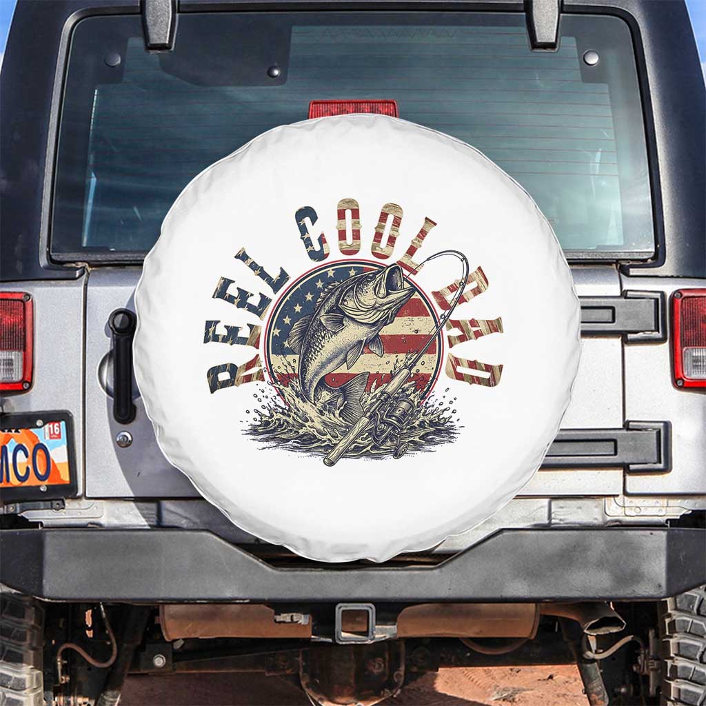 Reel Cool Dad Graphic Spare Tire Cover 4th Of July Fishing Patriotic Dad TS12 No hole White Print Your Wear