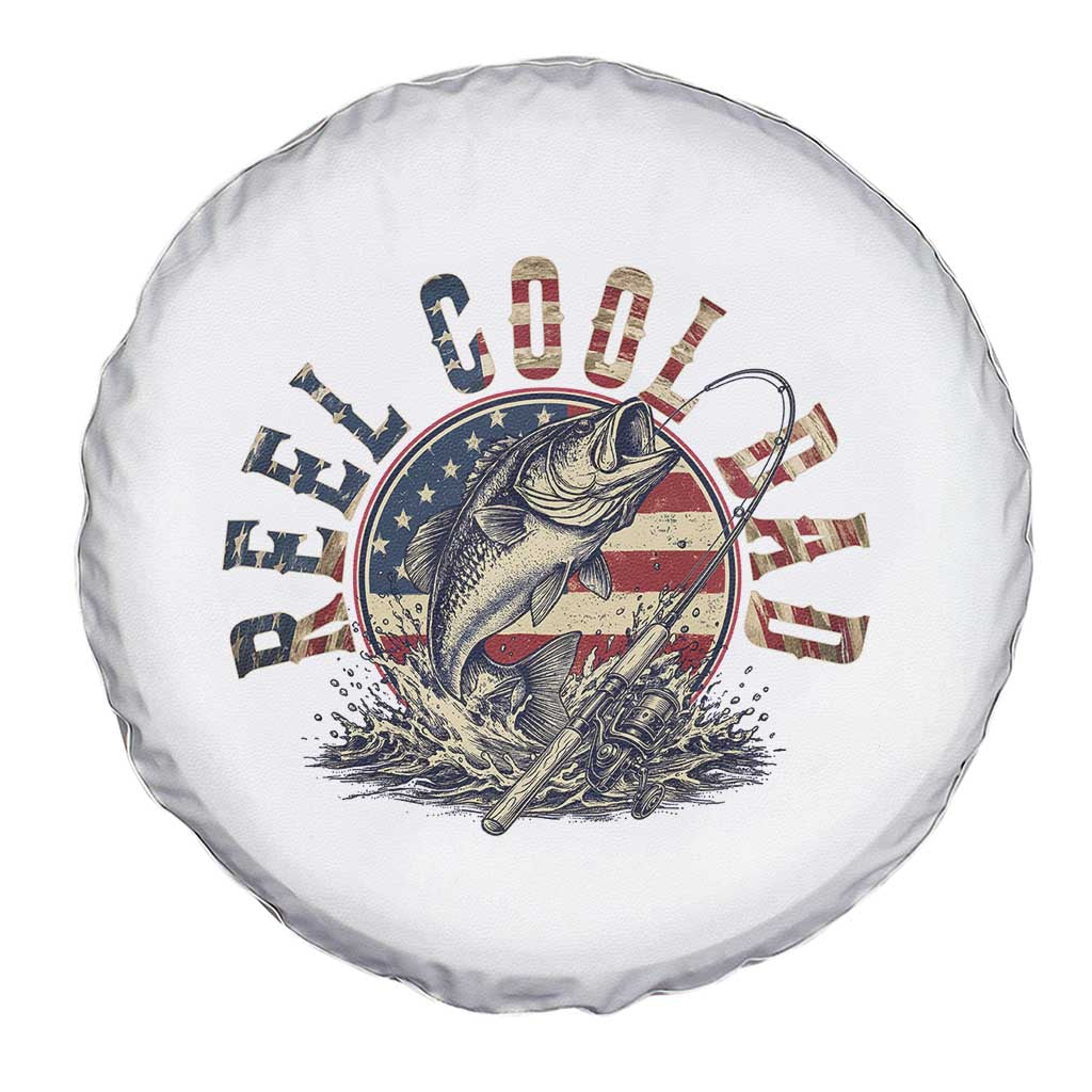 Reel Cool Dad Graphic Spare Tire Cover 4th Of July Fishing Patriotic Dad TS12 Print Your Wear