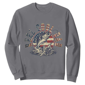 Reel Cool Dad Graphic Sweatshirt 4th Of July Fishing Patriotic Dad TS12 Charcoal Print Your Wear