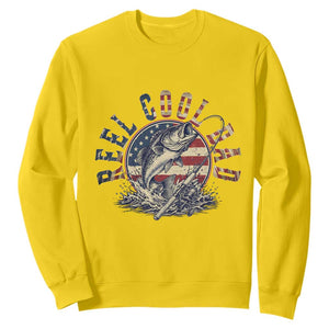 Reel Cool Dad Graphic Sweatshirt 4th Of July Fishing Patriotic Dad TS12 Daisy Print Your Wear