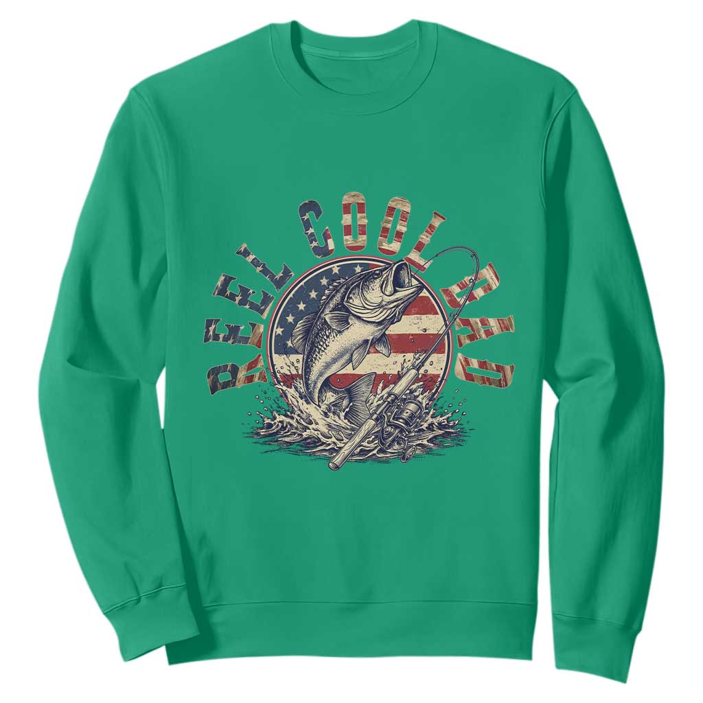 Reel Cool Dad Graphic Sweatshirt 4th Of July Fishing Patriotic Dad TS12 Irish Green Print Your Wear