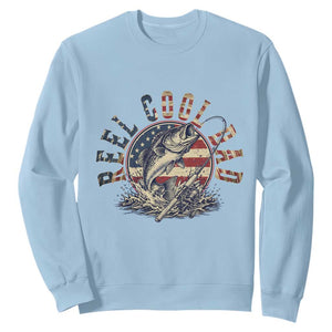 Reel Cool Dad Graphic Sweatshirt 4th Of July Fishing Patriotic Dad TS12 Light Blue Print Your Wear