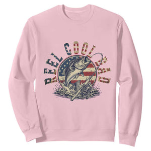 Reel Cool Dad Graphic Sweatshirt 4th Of July Fishing Patriotic Dad TS12 Light Pink Print Your Wear