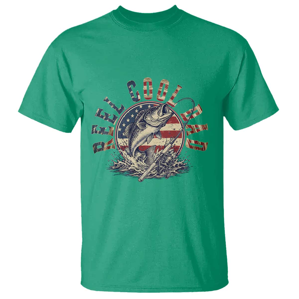 Reel Cool Dad Graphic T Shirt 4th Of July Fishing Patriotic Dad TS12 Irish Green Print Your Wear