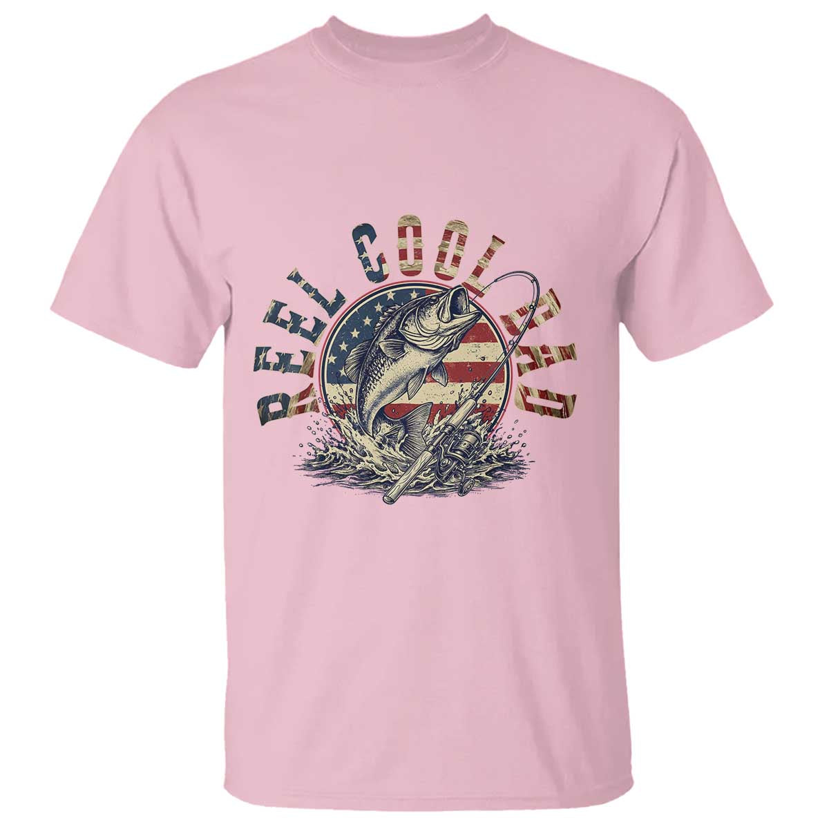 Reel Cool Dad Graphic T Shirt 4th Of July Fishing Patriotic Dad TS12 Light Pink Print Your Wear
