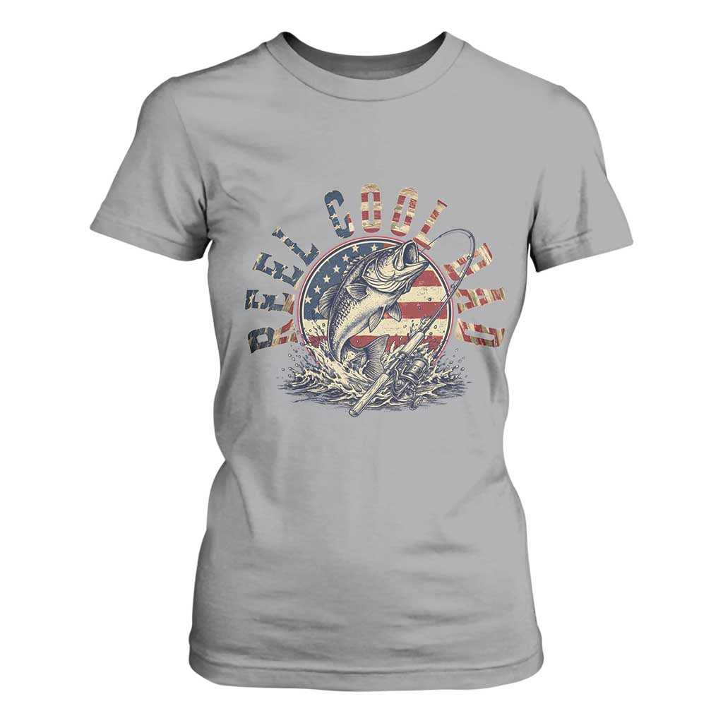 Reel Cool Dad Graphic T Shirt For Women 4th Of July Fishing Patriotic Dad TS12 Sport Gray Print Your Wear