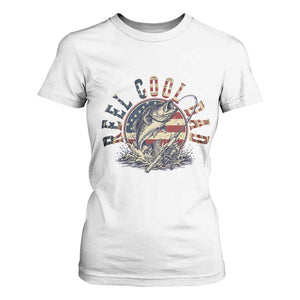 Reel Cool Dad Graphic T Shirt For Women 4th Of July Fishing Patriotic Dad TS12 White Print Your Wear