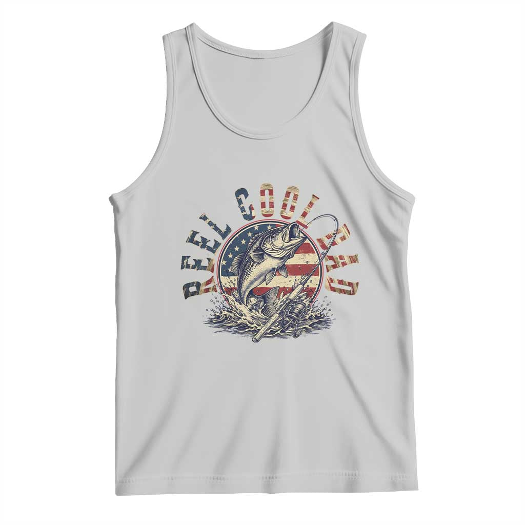 Reel Cool Dad Graphic Tank Top 4th Of July Fishing Patriotic Dad TS12 Ash Print Your Wear