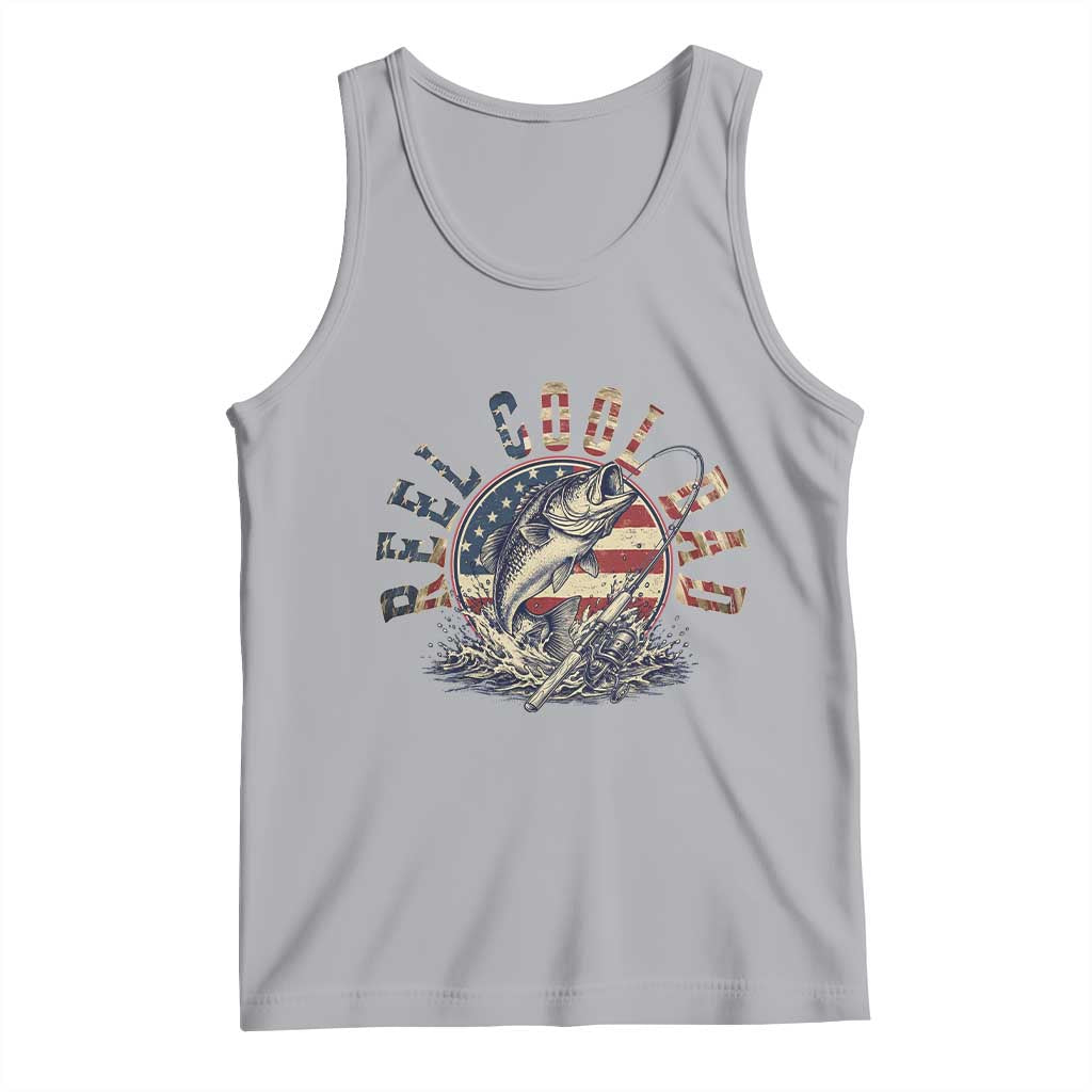 Reel Cool Dad Graphic Tank Top 4th Of July Fishing Patriotic Dad TS12 Athletic Heather Print Your Wear