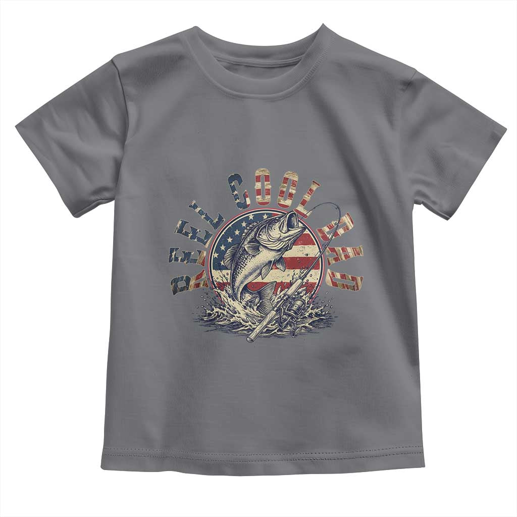 Reel Cool Dad Graphic Toddler T Shirt 4th Of July Fishing Patriotic Dad TS12 Charcoal Print Your Wear